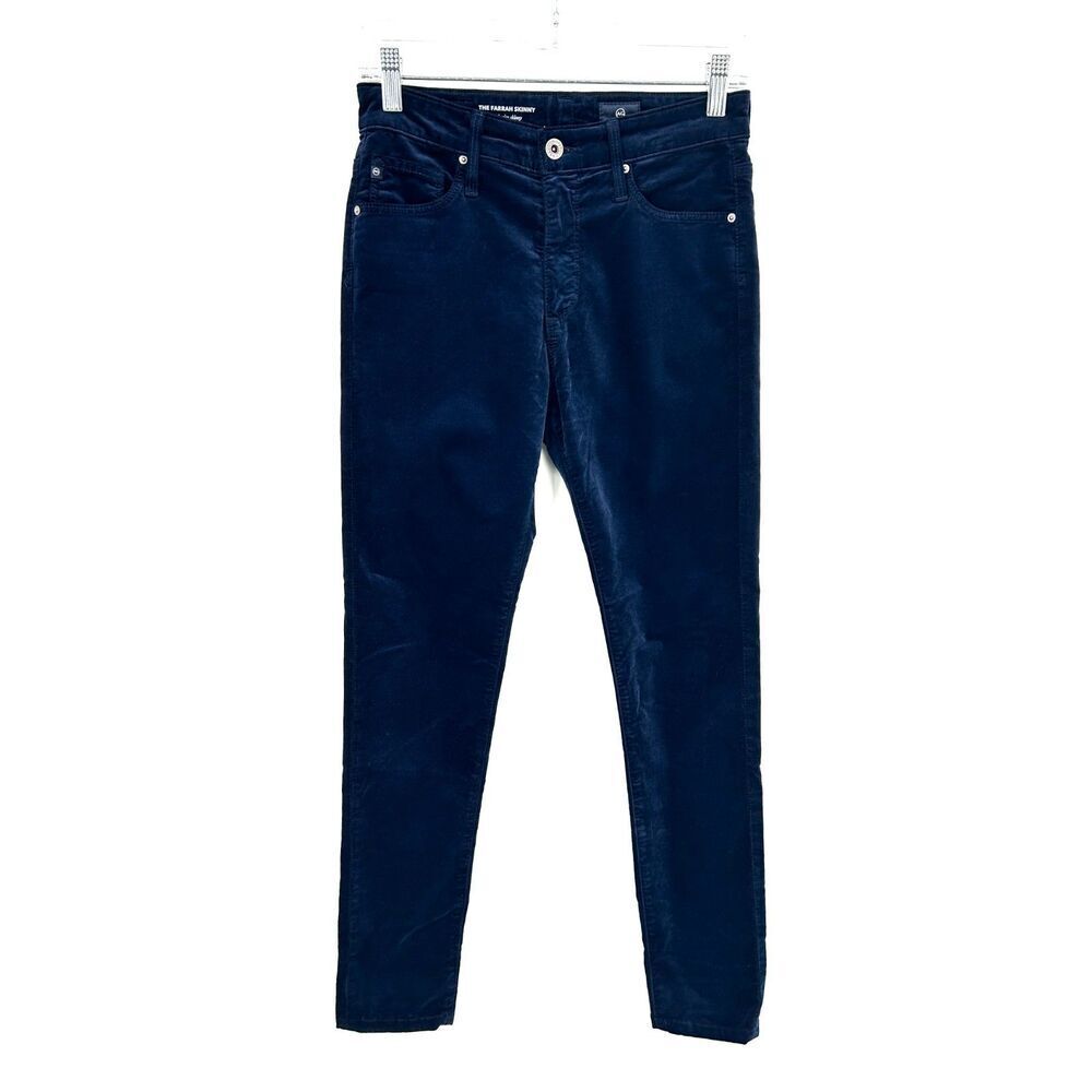 AG ADRIANO GOLDSCHMIED Navy Blue Corduroy Farrah High Rise Skinny Jeans Size 26